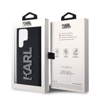 Futrola za Samsung Galaxy S23 Ultra S918, Karl Lagerfeld, 3D Rubber Glitter Logo, Crna