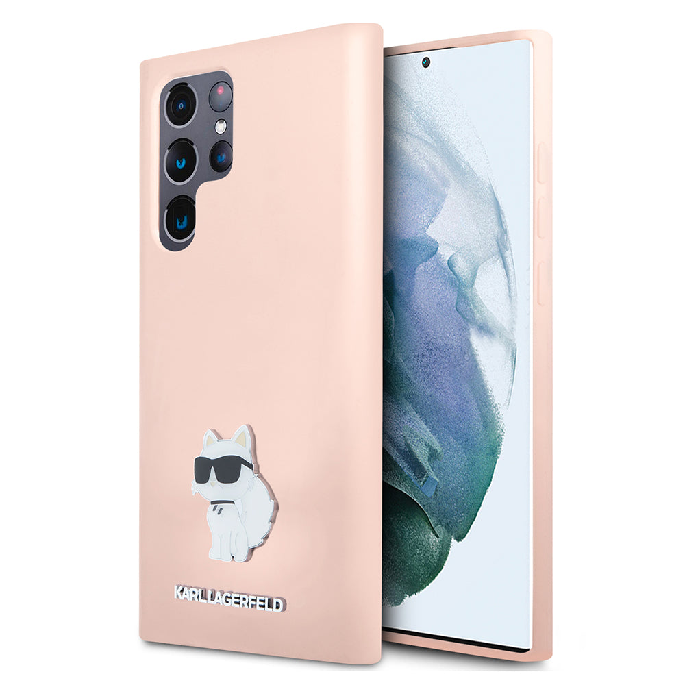 Futrola za Samsung Galaxy S23 Ultra S918, Karl Lagerfeld, Silicone Choupeete Metal, Roze