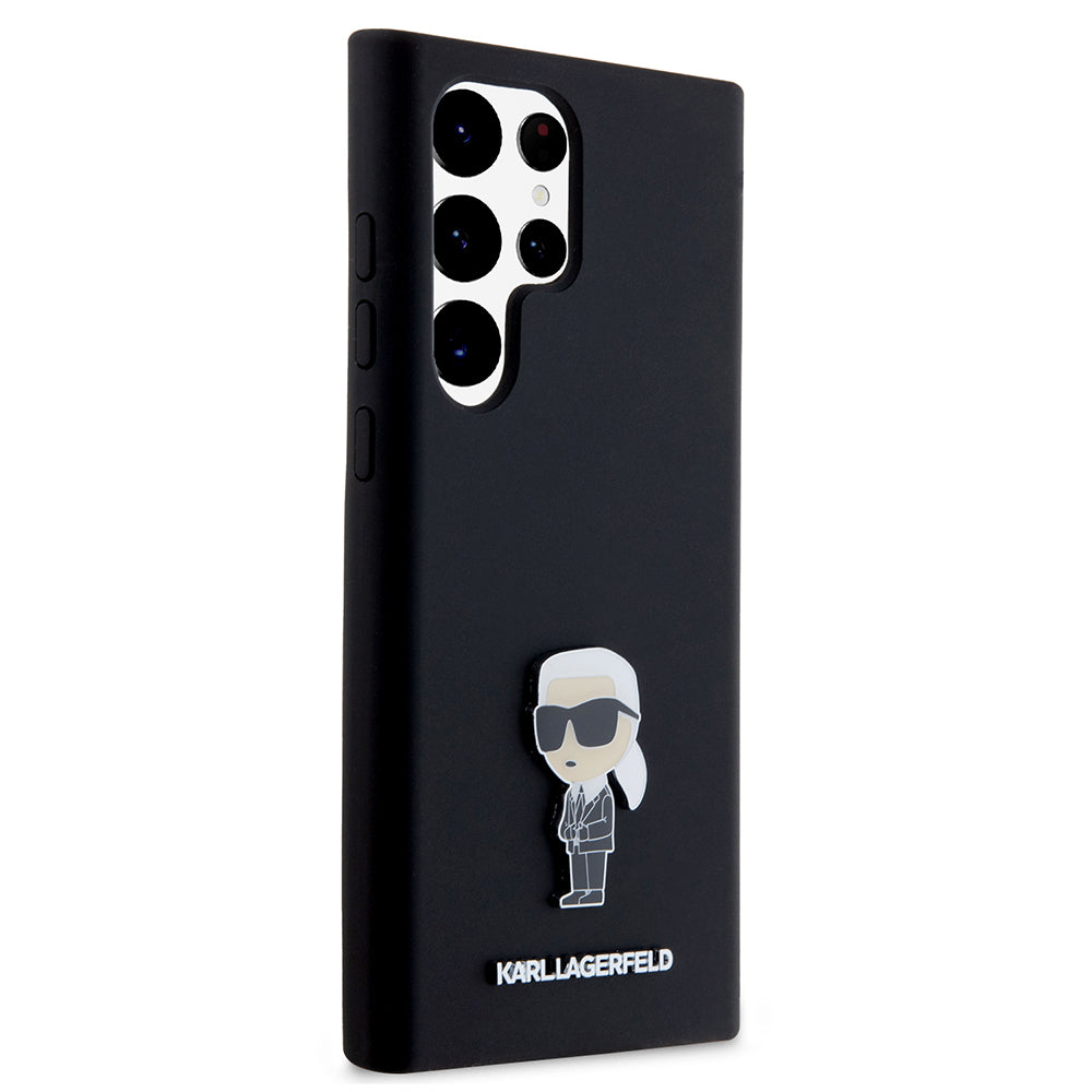 Futrola za Samsung Galaxy S23 Ultra S918, Karl Lagerfeld, Silicone Ikonik Karl Metal, Crna