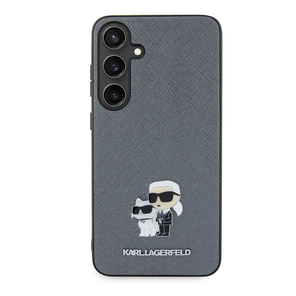 Futrola za Samsung Galaxy S24+ S926, Karl Lagerfeld, Saffiano Karl & Choupette Metal, Siva