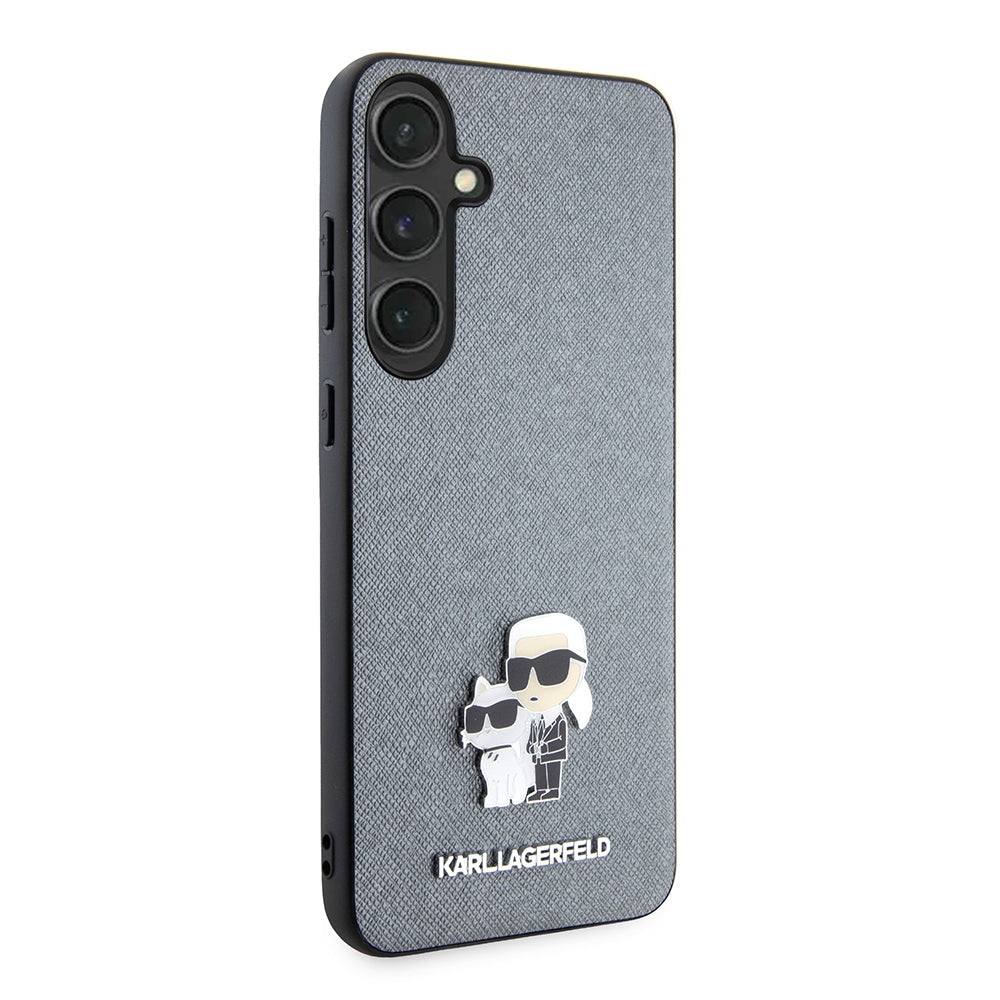 Futrola za Samsung Galaxy S24+ S926, Karl Lagerfeld, Saffiano Karl & Choupette Metal, Siva