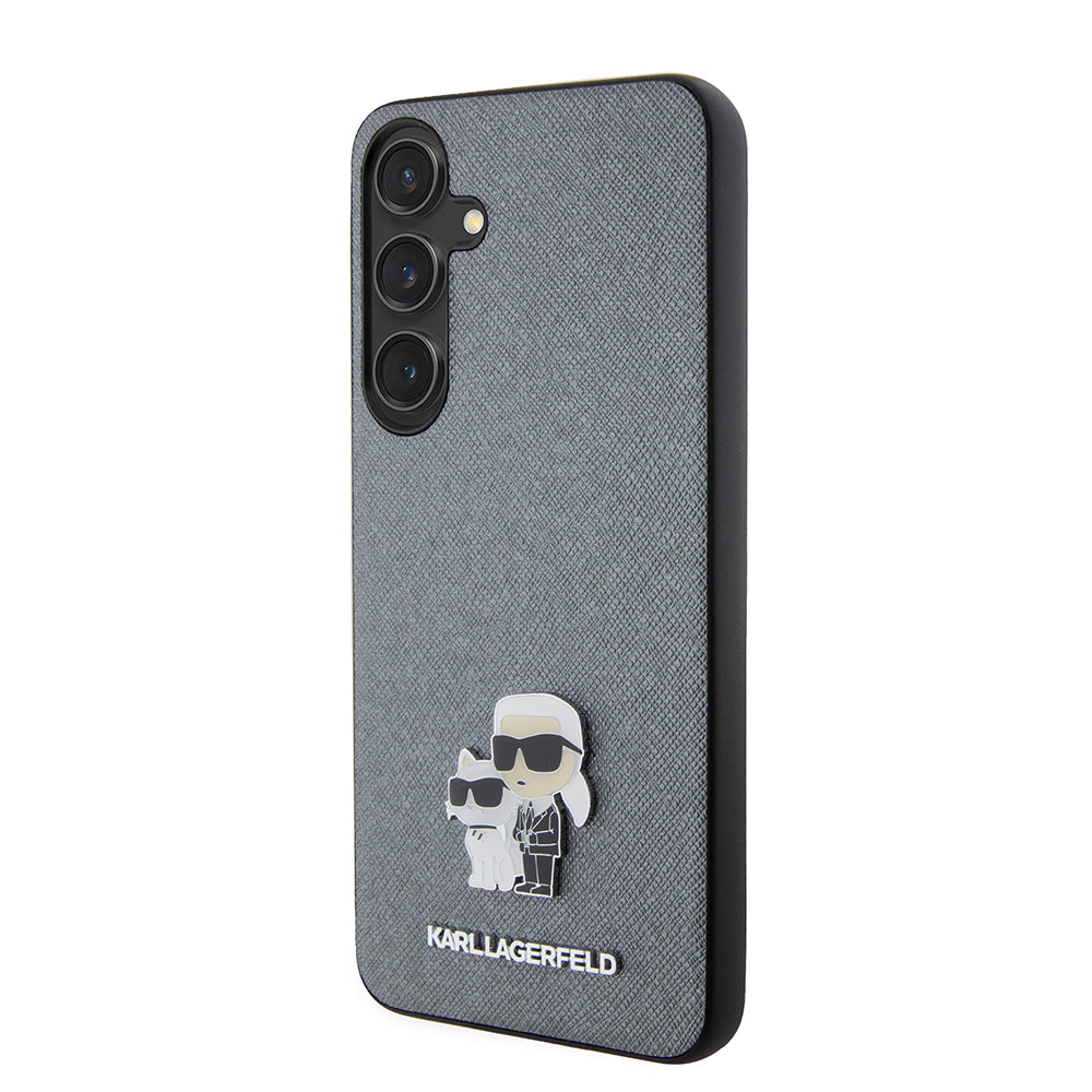 Futrola za Samsung Galaxy S24+ S926, Karl Lagerfeld, Saffiano Karl & Choupette Metal, Siva