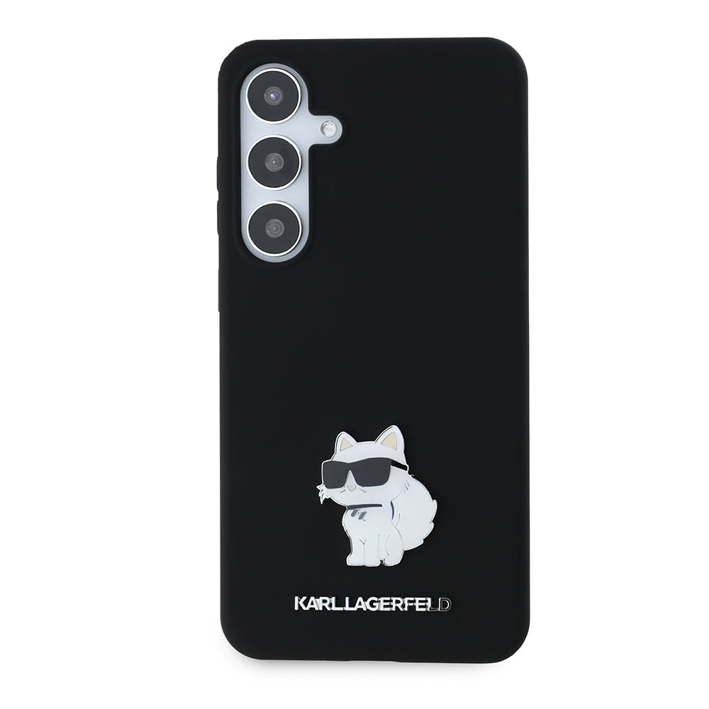 Futrola za Samsung Galaxy S24+ S926, Karl Lagerfeld, Silicone Choupette Metal, Crna