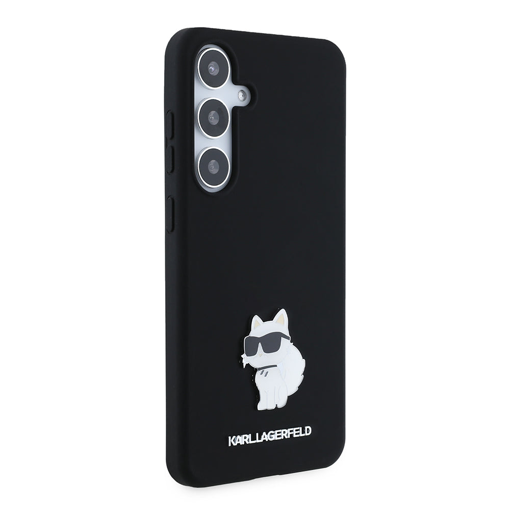 Futrola za Samsung Galaxy S24+ S926, Karl Lagerfeld, Silicone Choupette Metal, Crna