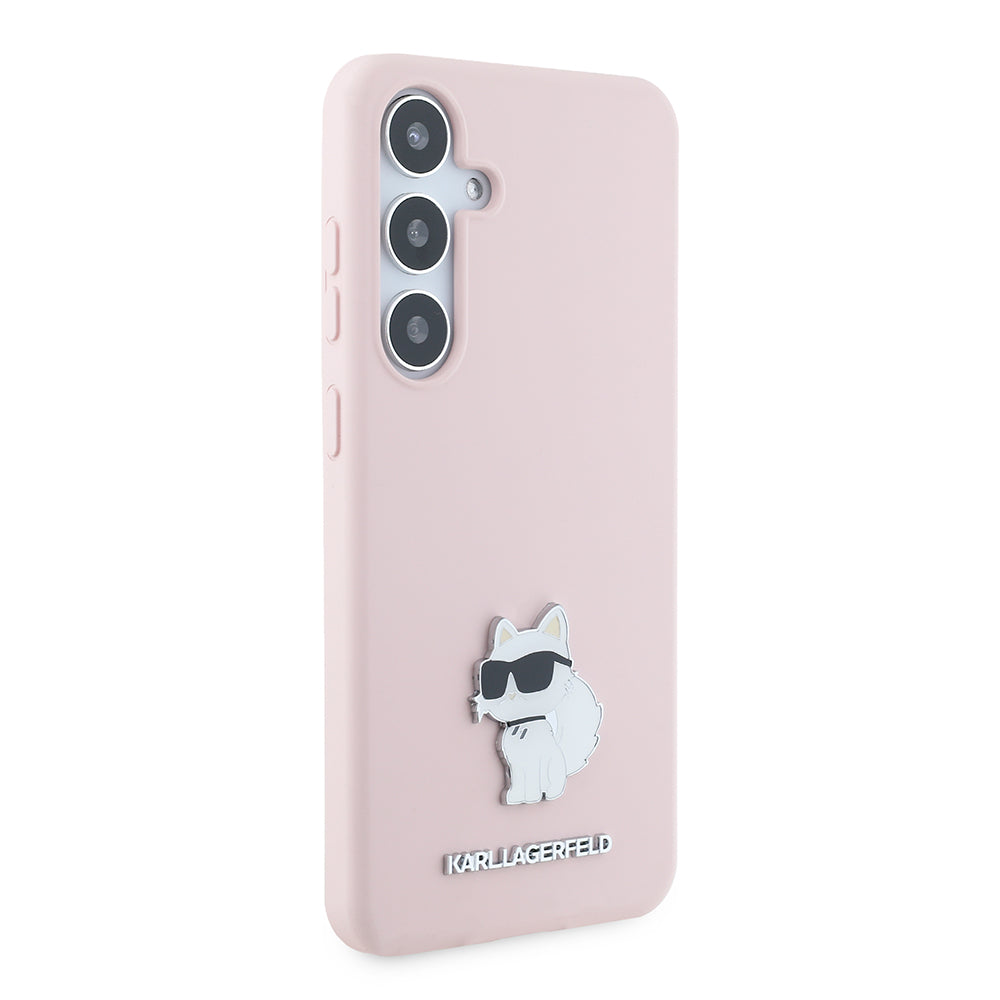 Futrola za Samsung Galaxy S24+ S926, Karl Lagerfeld, Silicone Choupette Metal, Roze