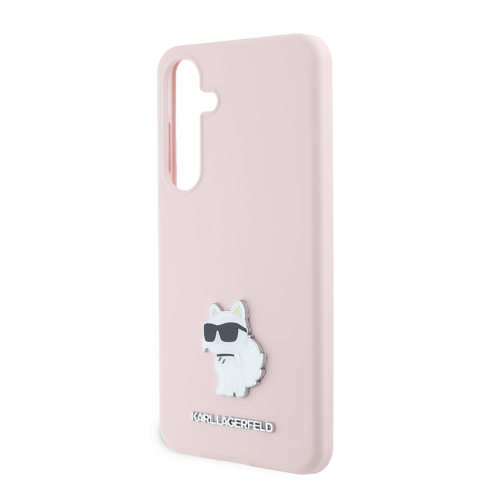 Futrola za Samsung Galaxy S24+ S926, Karl Lagerfeld, Silicone Choupette Metal, Roze