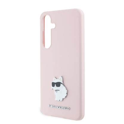 Futrola za Samsung Galaxy S24+ S926, Karl Lagerfeld, Silicone Choupette Metal, Roze