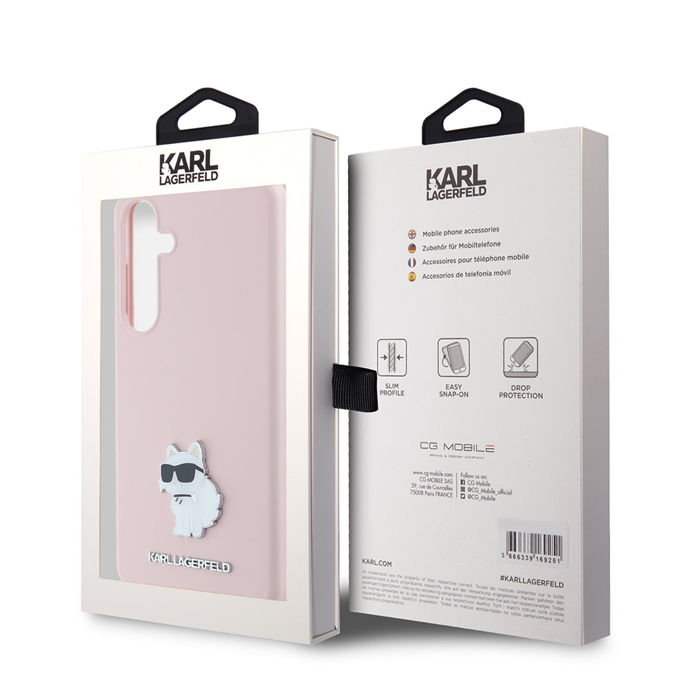 Futrola za Samsung Galaxy S24+ S926, Karl Lagerfeld, Silicone Choupette Metal, Roze