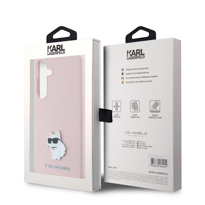 Futrola za Samsung Galaxy S24+ S926, Karl Lagerfeld, Silicone Choupette Metal, Roze
