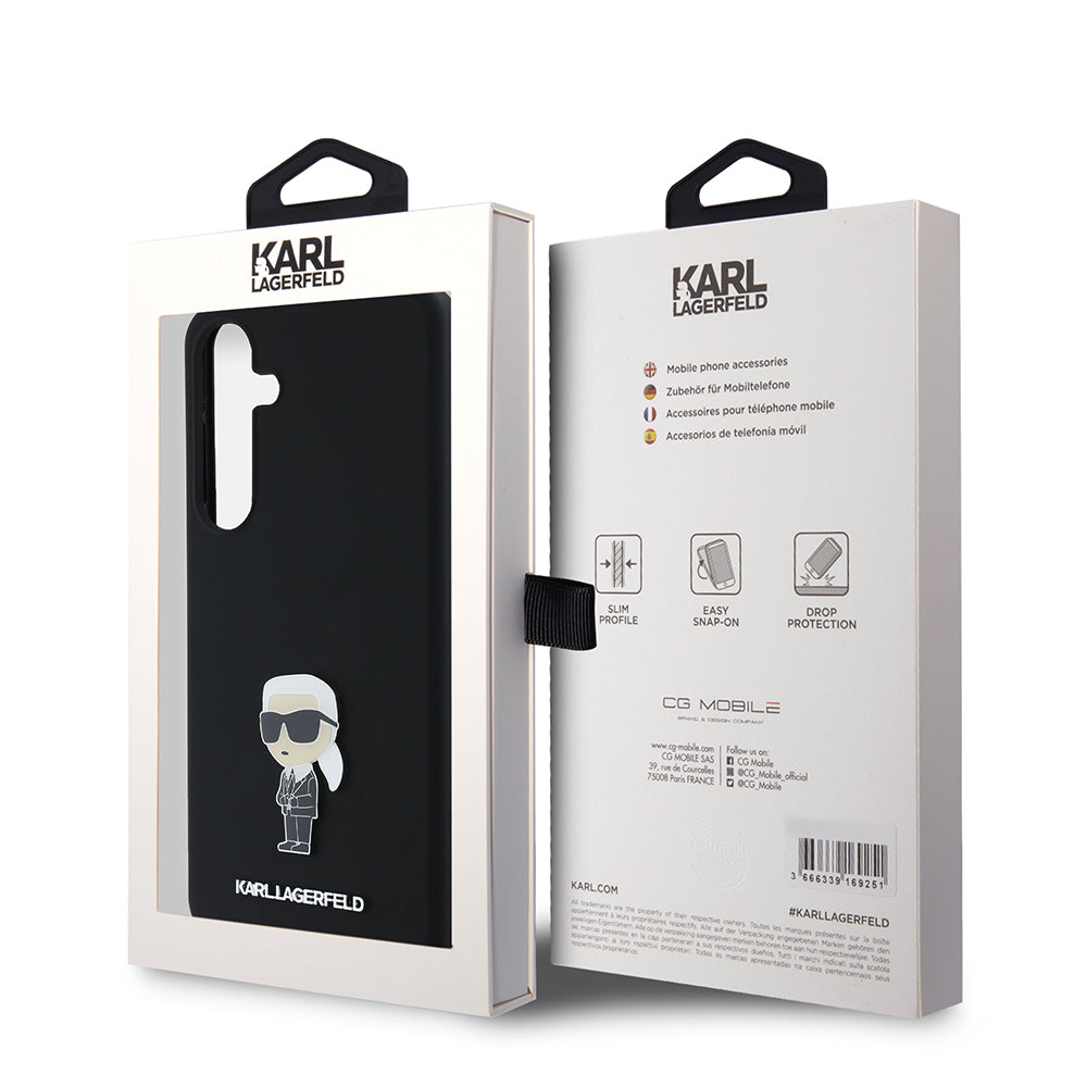 Futrola za Samsung Galaxy S24+ S926, Karl Lagerfeld, Silicone Ikonik Karl Metal, Crna