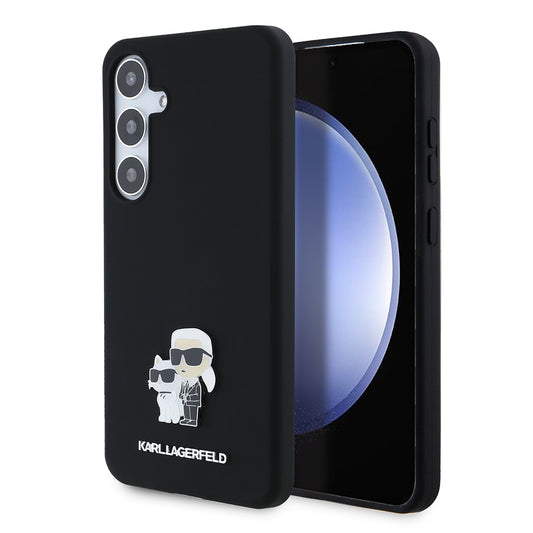Futrola za Samsung Galaxy S24+ S926, Karl Lagerfeld, Silikonska Karl & Choupette Metal, Crna