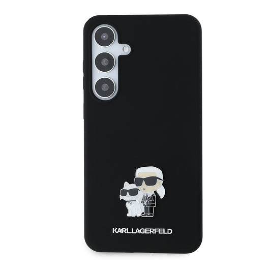 Futrola za Samsung Galaxy S24+ S926, Karl Lagerfeld, Silikonska Karl & Choupette Metal, Crna