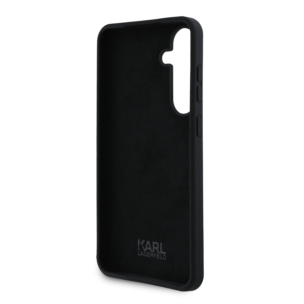 Futrola za Samsung Galaxy S24+ S926, Karl Lagerfeld, Silikonska Karl & Choupette Metal, Crna