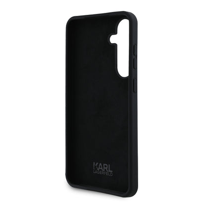 Futrola za Samsung Galaxy S24+ S926, Karl Lagerfeld, Silikonska Karl & Choupette Metal, Crna