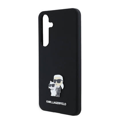 Futrola za Samsung Galaxy S24+ S926, Karl Lagerfeld, Silikonska Karl & Choupette Metal, Crna