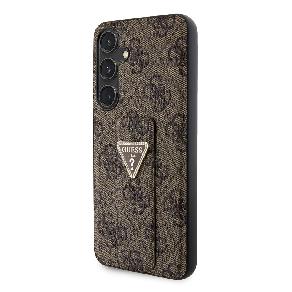 Futrola za Samsung Galaxy S24 S921, Guess, Grip Stand 4G Triangle Strass, Braon