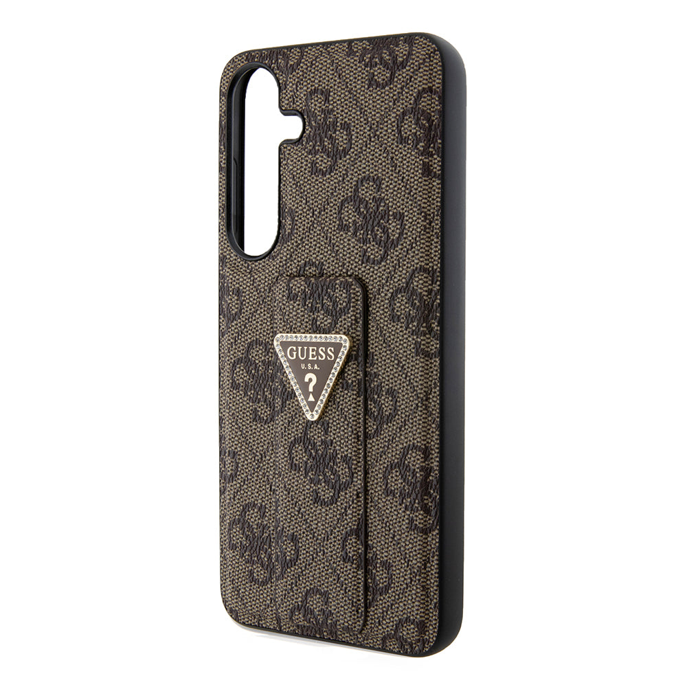 Futrola za Samsung Galaxy S24 S921, Guess, Grip Stand 4G Triangle Strass, Braon