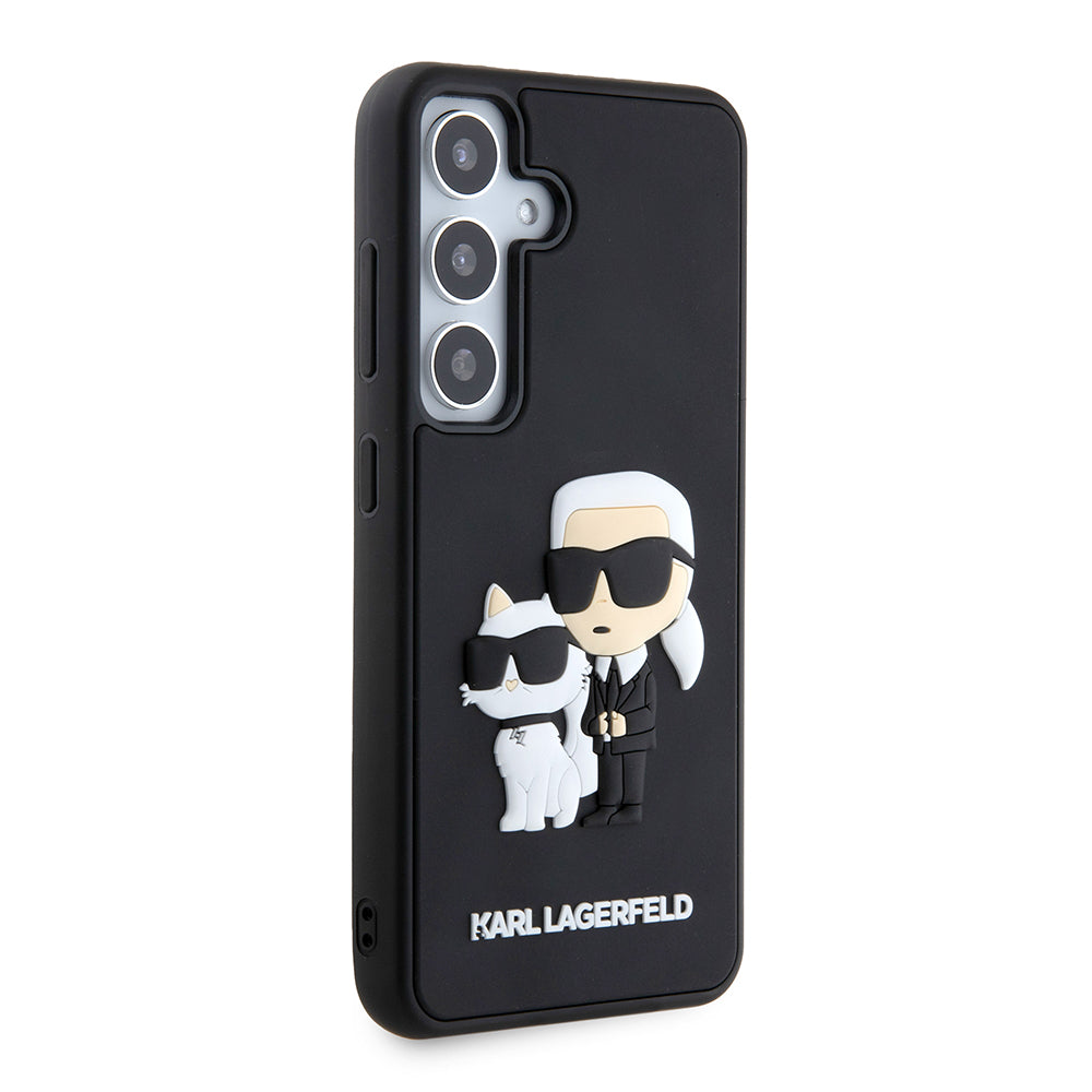 Futrola za Samsung Galaxy S24 S921, Karl Lagerfeld, 3D Rubber Karl & Choupette, Crna