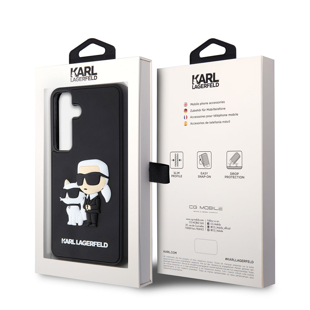 Futrola za Samsung Galaxy S24 S921, Karl Lagerfeld, 3D Rubber Karl & Choupette, Crna