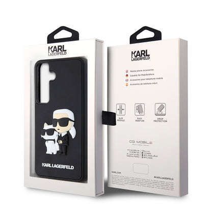 Futrola za Samsung Galaxy S24 S921, Karl Lagerfeld, 3D Rubber Karl & Choupette, Crna