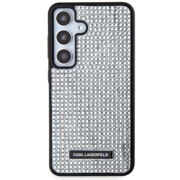 Futrola za Samsung Galaxy S24 S921, Karl Lagerfeld, Rhinestone Metal Plate, Srebrna