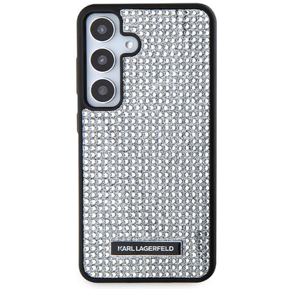 Futrola za Samsung Galaxy S24 S921, Karl Lagerfeld, Rhinestone Metal Plate, Srebrna
