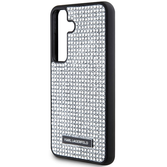 Futrola za Samsung Galaxy S24 S921, Karl Lagerfeld, Rhinestone Metal Plate, Srebrna