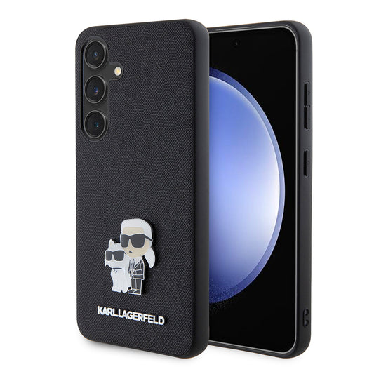 Futrola za Samsung Galaxy S24 S921, Karl Lagerfeld, Saffiano Karl & Choupette Metal, Crna