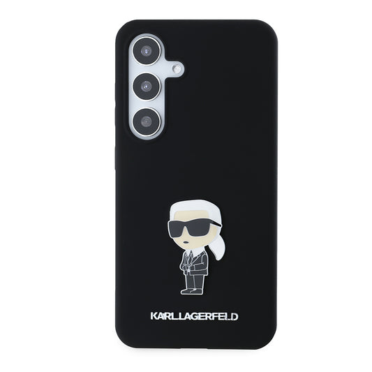 Futrola za Samsung Galaxy S24 S921, Karl Lagerfeld, Silicone Ikonik Karl Metal, Crna