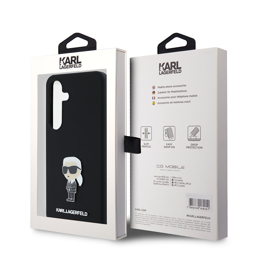 Futrola za Samsung Galaxy S24 S921, Karl Lagerfeld, Silicone Ikonik Karl Metal, Crna