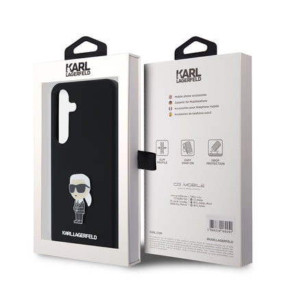 Futrola za Samsung Galaxy S24 S921, Karl Lagerfeld, Silicone Ikonik Karl Metal, Crna
