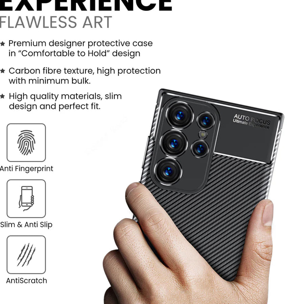Futrola za Samsung Galaxy S24 Ultra S928, Techsuit, CarbonFiber, Crna