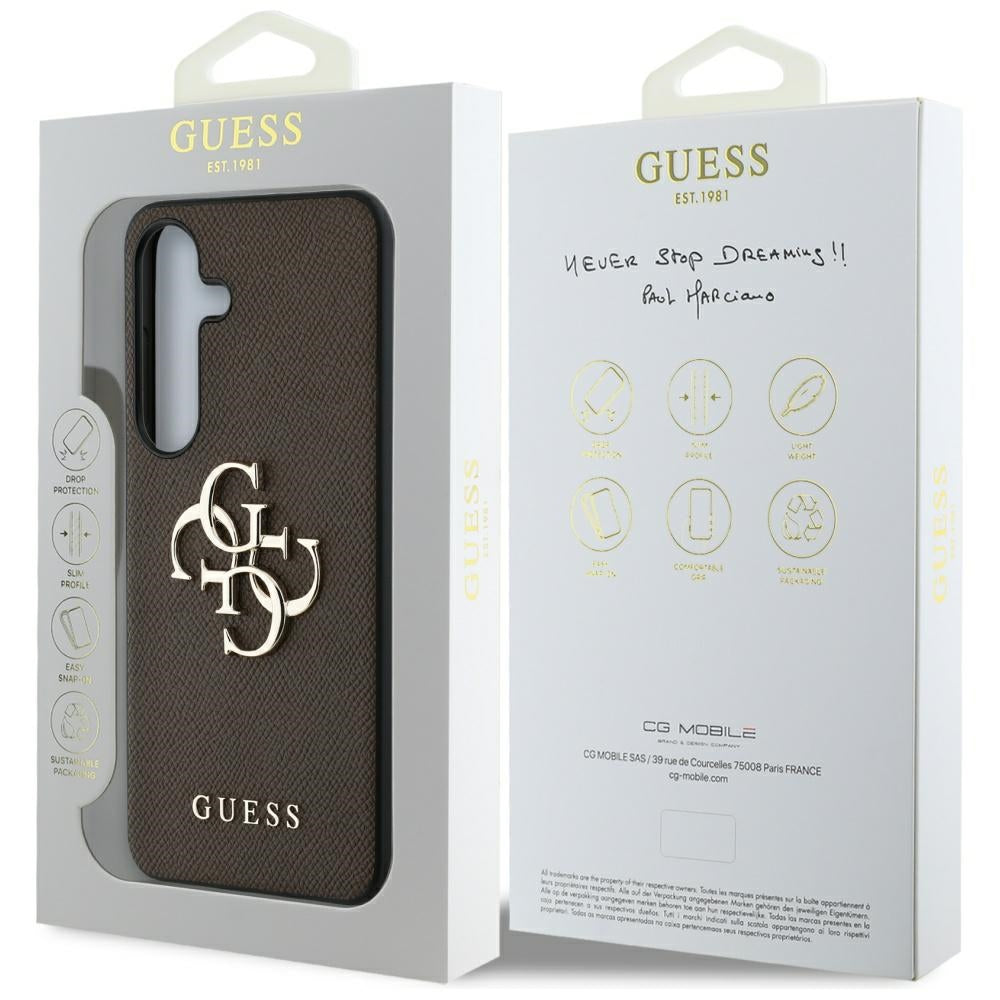 Futrola za Samsung Galaxy S25+ S936, Guess, 4G Grained Big and Classic Logo, Braon