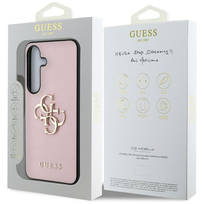 Futrola za Samsung Galaxy S25+ S936, Guess, 4G Grained Big and Classic Logo, Roze