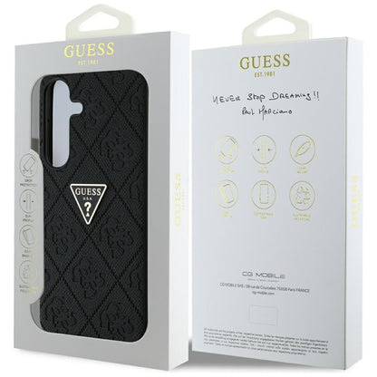 Futrola za Samsung Galaxy S25 S931, Guess, Grained Hot Stamp 4G Triangle, Crna