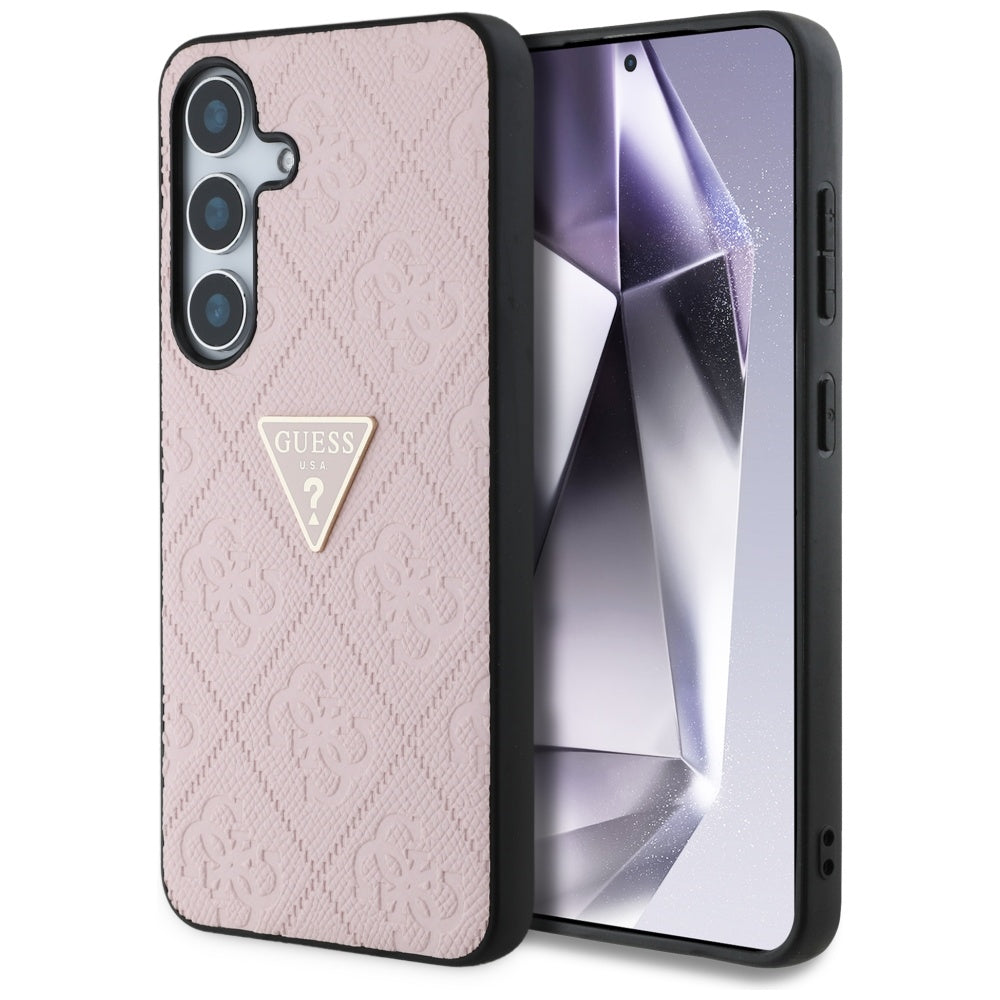 Futrola za Samsung Galaxy S25 S931, Guess, Grained Hot Stamp 4G Triangle, Roze