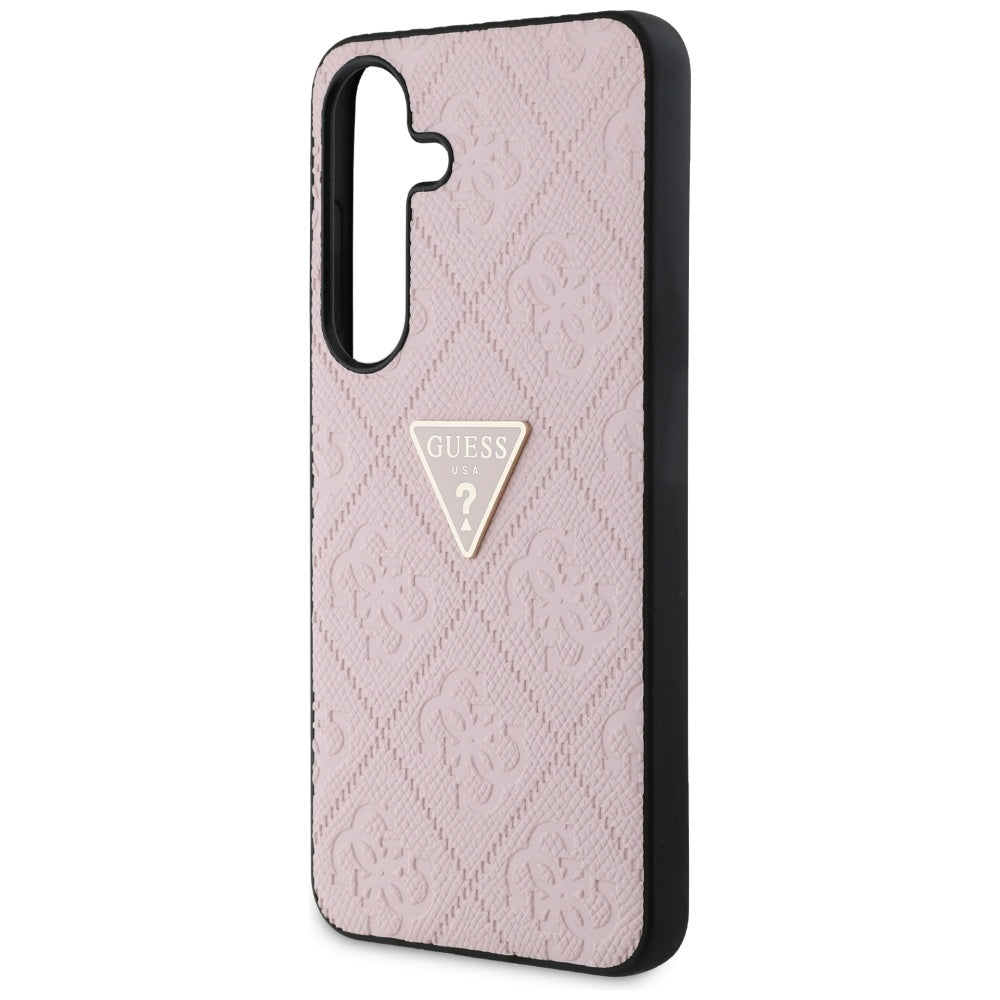 Futrola za Samsung Galaxy S25 S931, Guess, Grained Hot Stamp 4G Triangle, Roze