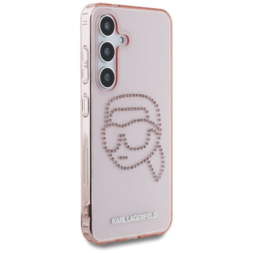 Futrola za Samsung Galaxy S25 S931, Karl Lagerfeld, IML Rhinestones Karl's Head, Roze