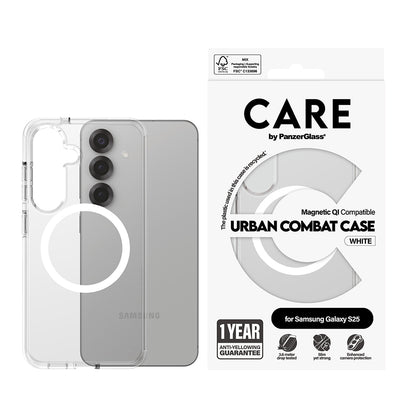 Futrola za Samsung Galaxy S25 S931, PanzerGlass, Care Urban Combat, Bela Transparentna