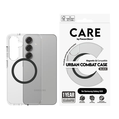 Futrola za Samsung Galaxy S25 S931, PanzerGlass, Care Urban Combat, Crna Transparentna