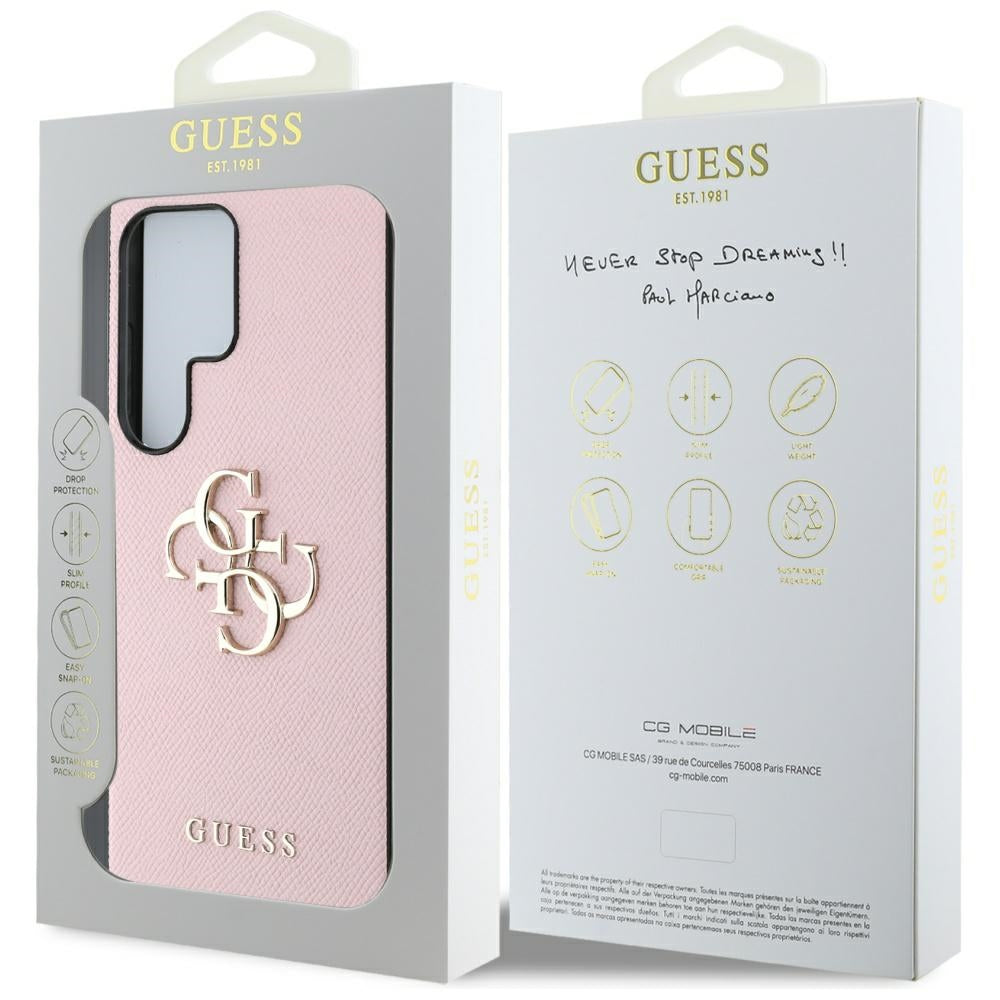 Futrola za Samsung Galaxy S25 Ultra S938, Guess, 4G Grained Big and Classic Logo, Roze