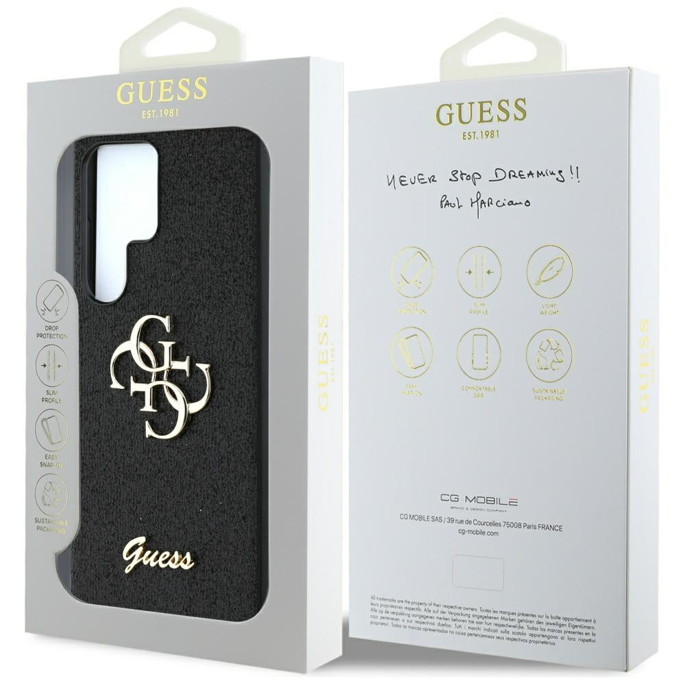 Futrola za Samsung Galaxy S25 Ultra S938, Guess, Glitter Big 4G Script, Crna