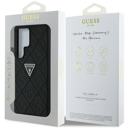 Futrola za Samsung Galaxy S25 Ultra S938, Guess, Grained Hot Stamp 4G Triangle, Crna
