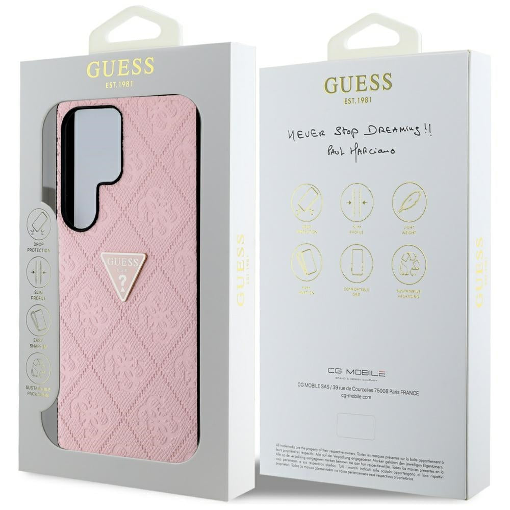 Futrola za Samsung Galaxy S25 Ultra S938, Guess, Grained Hot Stamp 4G Triangle, Roze