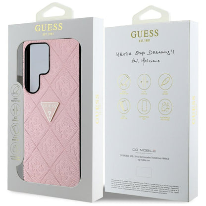 Futrola za Samsung Galaxy S25 Ultra S938, Guess, Grained Hot Stamp 4G Triangle, Roze