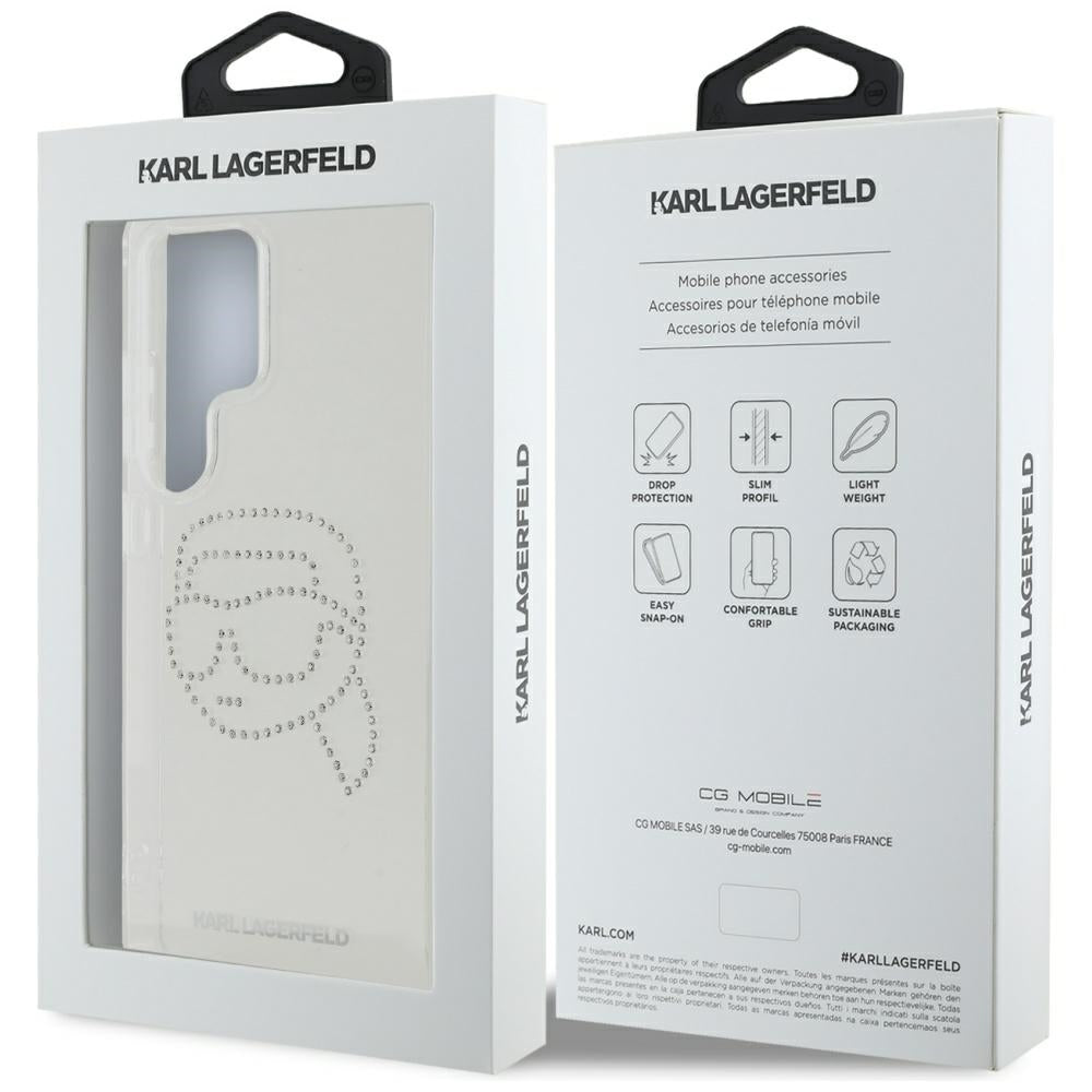 Futrola za Samsung Galaxy S25 Ultra S938, Karl Lagerfeld, IML Rhinestones Karl's Head, Transparentna