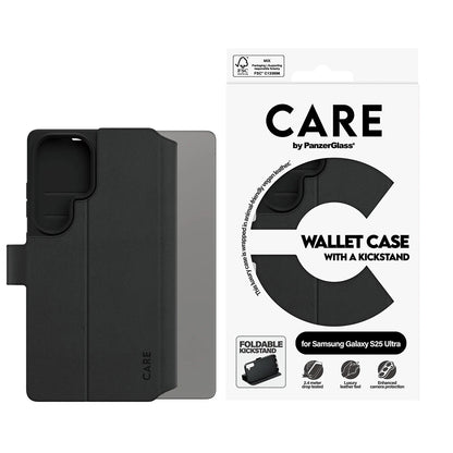 Futrola za Samsung Galaxy S25 Ultra S938, PanzerGlass, Care Feature Kickstand Wallet, Crna
