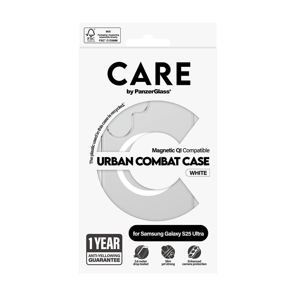 Futrola za Samsung Galaxy S25 Ultra S938, PanzerGlass, Care Urban Combat, Bela Transparentna
