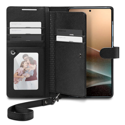 Futrola za Samsung Galaxy S25 Ultra S938, Spigen, Wallet S, Crna ACS09124