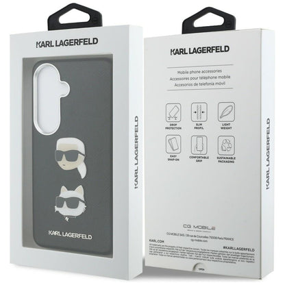 Futrola za Samsung Galaxy S26 Plus S947, Karl Lagerfeld, Saffiano Karl & Choupette's Head Pin, Crna